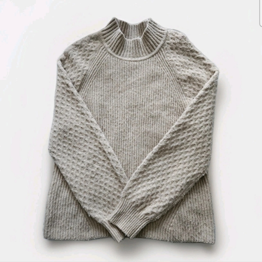 Calvin Klein Cream Textured Mock Neck Sweater